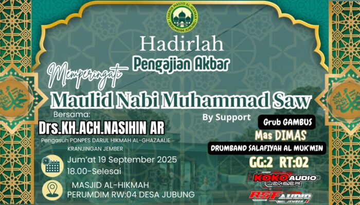 Memperingati Maulid Nabi, Masjid Al-Hikmah Gandeng Koko Audio untuk Pengajian Akbar di Sukorambi