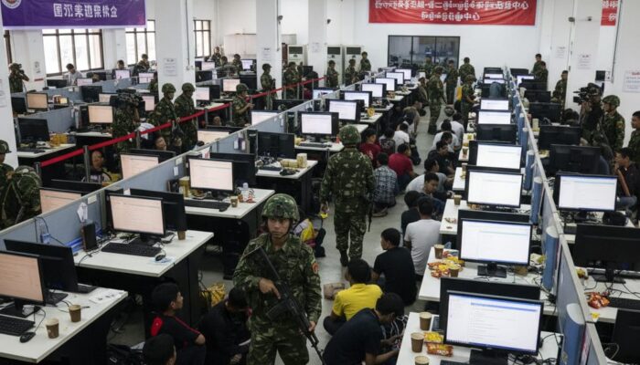 Tentara Gerebek Markas Penipuan Online, 2 Ribu Orang Lebih Diamankan, 20 Orang WNI Kabur