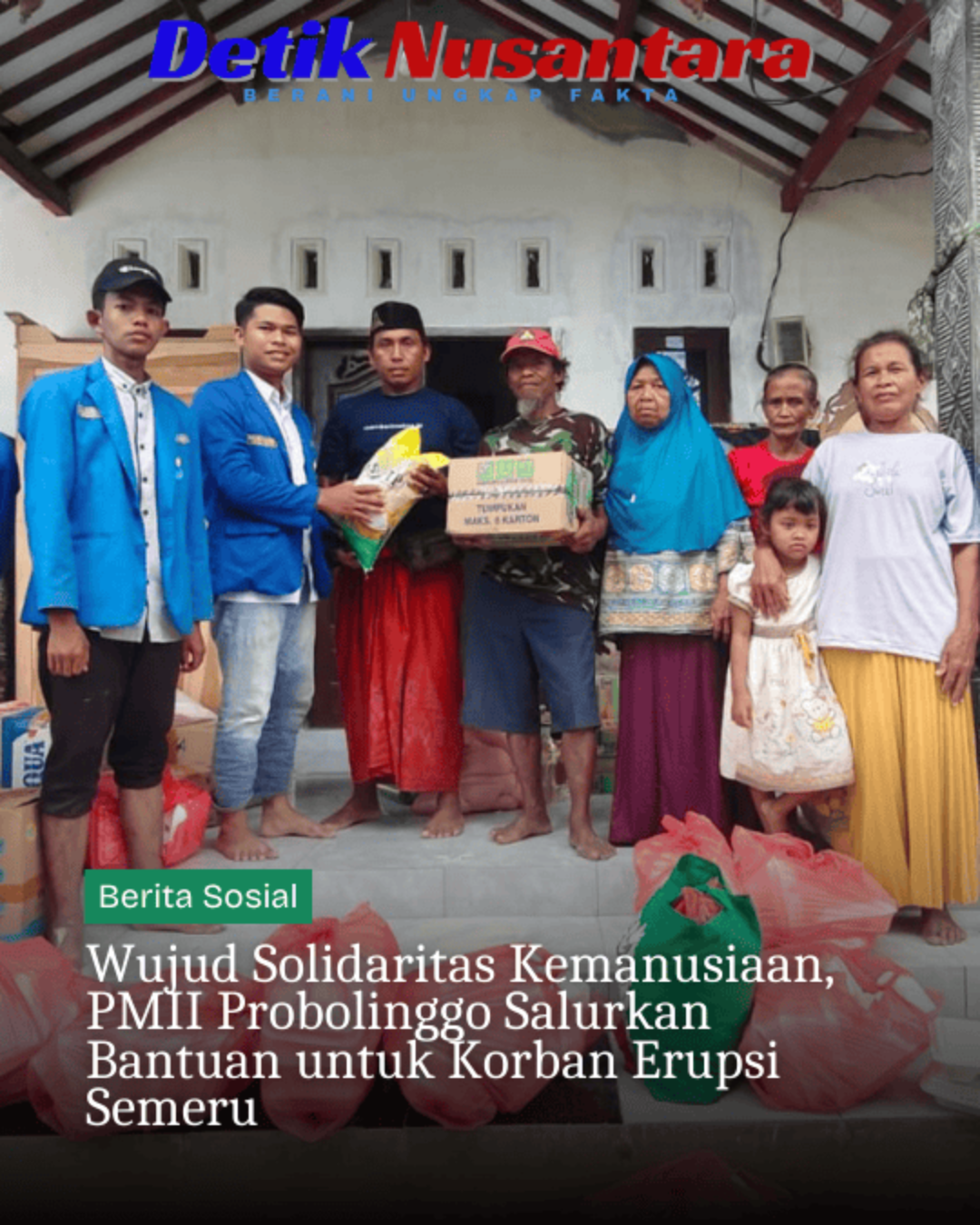 Wujud Solidaritas Kemanusiaan, PMII Probolinggo Salurkan Bantuan untuk Korban Erupsi Semeru