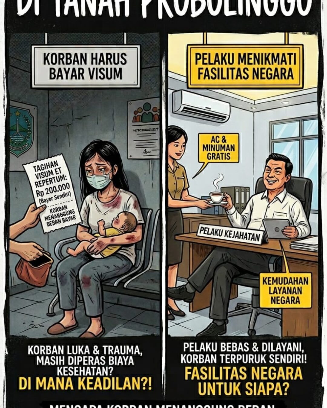 Ketimpangan Nurani di Tanah Probolinggo: Mengapa Korban Menanggung Beban Biaya Visum et Repertum, Sementara Pelaku Menikmati Fasilitas Negara?