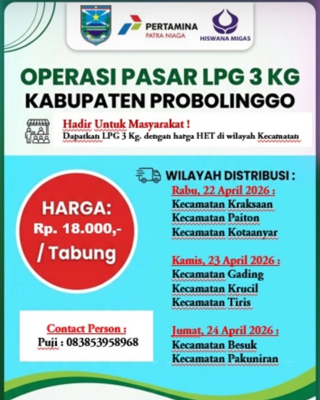 Jaga Stabilitas Harga, Pemkab Probolinggo Gelar Operasi Pasar LPG 3 Kg di 8 Kecamatan