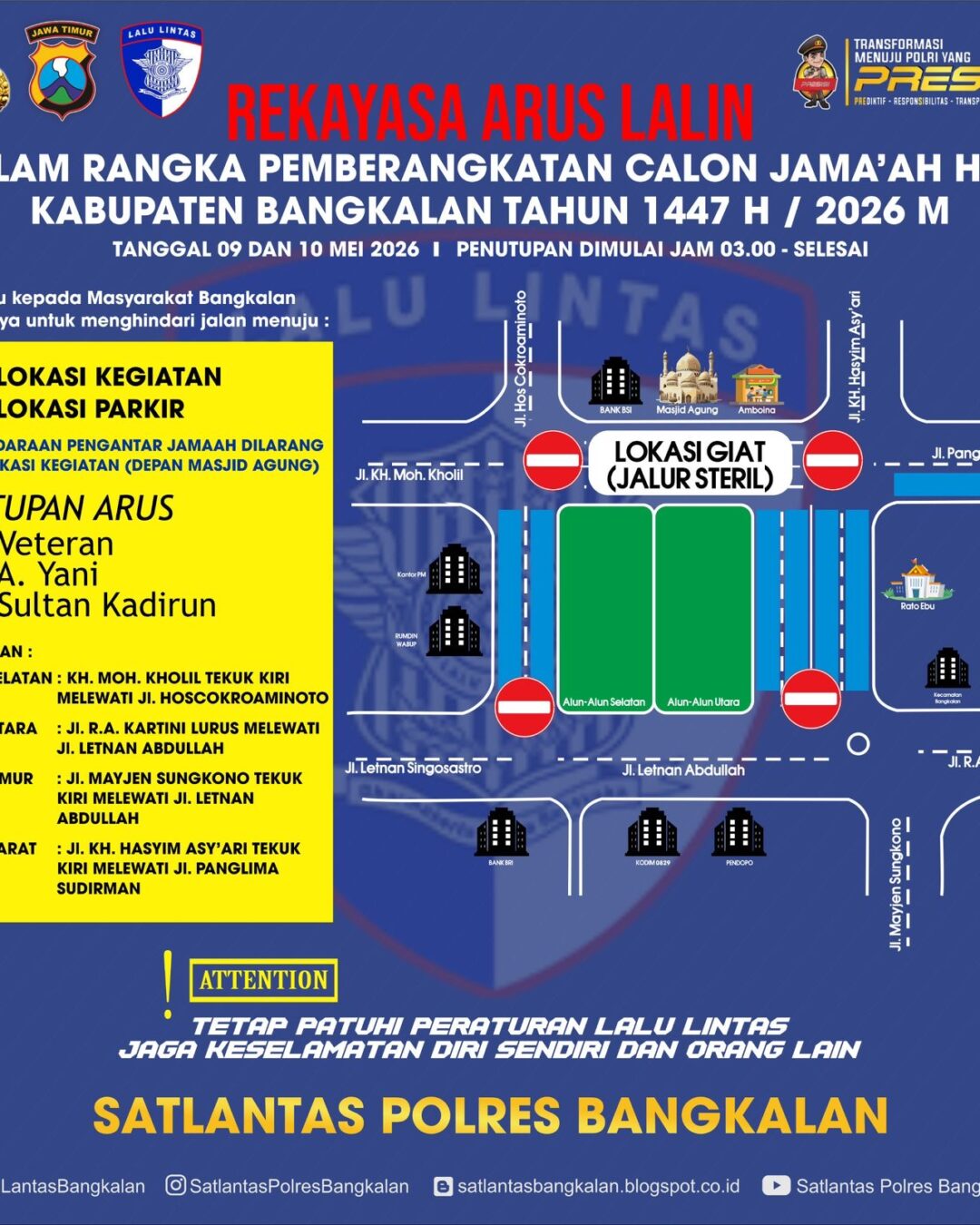 Info Pengalihan Arus Lalu Lintas Bangkalan Jelang Keberangkatan Haji 2026