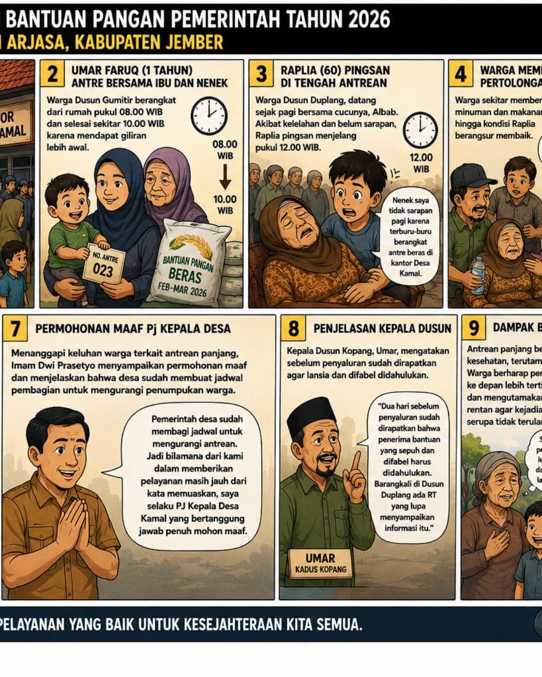 Nenek Raplia Pingsan Saat Antre Beras Desa Kamal Jember, Cucu Sebut Sempat Dipersulit Petugas