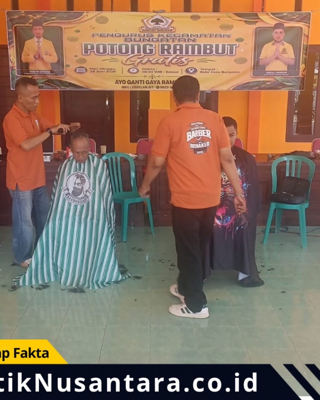 Puluhan Warga Antusias Ikuti Cukur Rambut Gratis, Partai Golkar Bungatan Gelar Bakti Sosial untuk Masyarakat