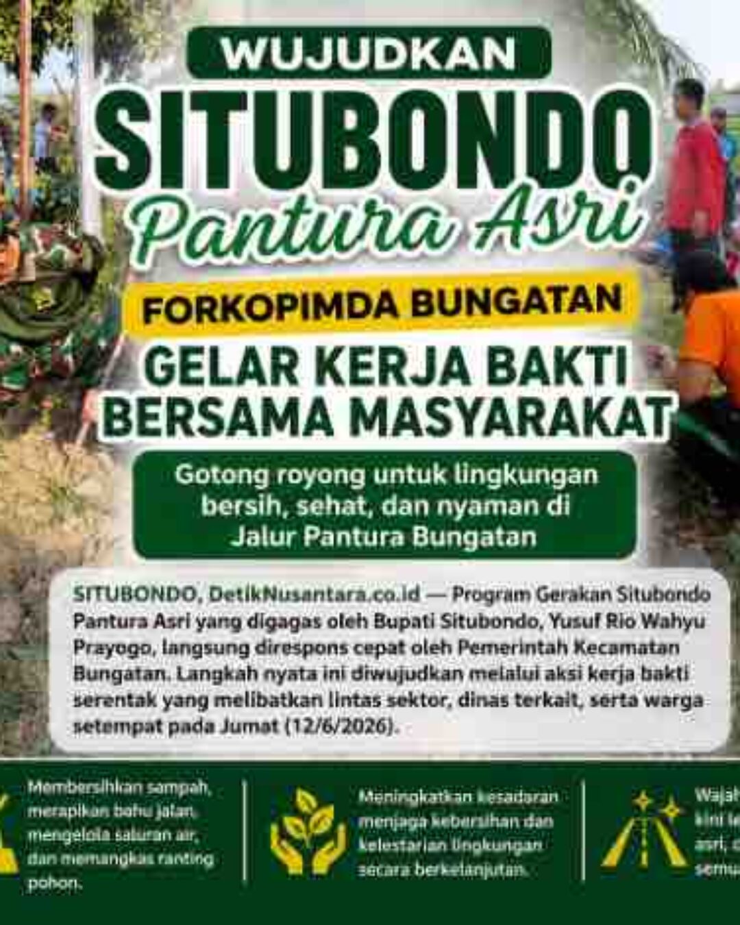 Wujudkan Situbondo Pantura Asri, Forkopimcam Bungatan Gelar Kerja Bakti Bersama Masyarakat