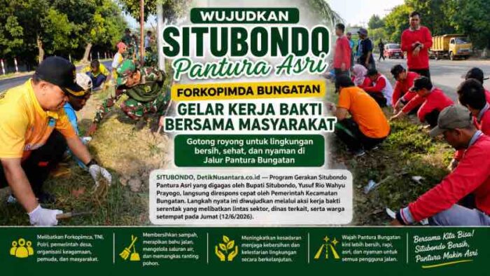 Wujudkan Situbondo Pantura Asri, Forkopimcam Bungatan Gelar Kerja Bakti Bersama Masyarakat