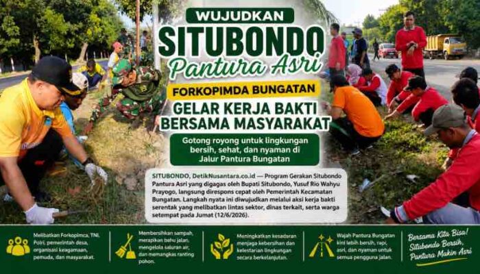 Wujudkan Situbondo Pantura Asri, Forkopimcam Bungatan Gelar Kerja Bakti Bersama Masyarakat