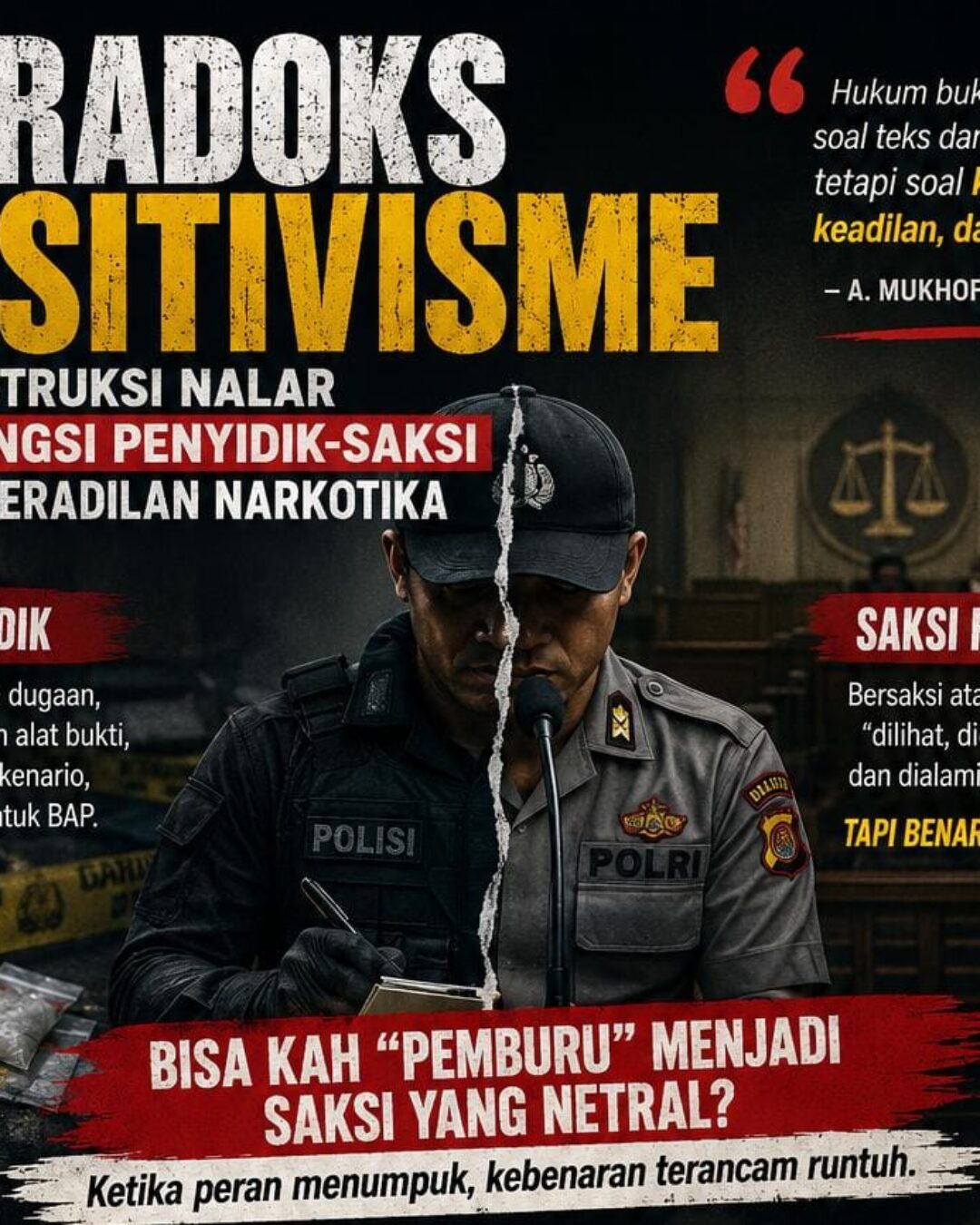Paradoks Positivisme: Dekonstruksi Nalar Dwi-Fungsi Penyidik-Saksi dalam Peradilan Narkotika
