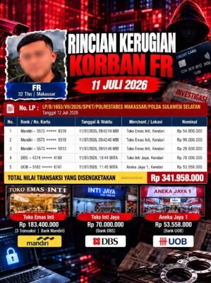 Skandal Kartu Kredit Rp341 Juta: Tersangka Ditahan, Keluarga Tawarkan Uang dan Mobil agar Laporan Dicabut