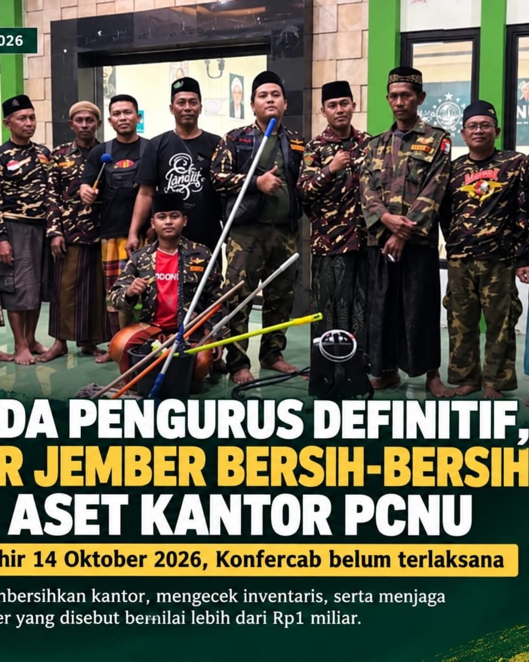 PCNU Jember Tanpa Kepengurusan Definitif Usai SK Karteker Habis, GP Ansor Jaga Aset Organisasi